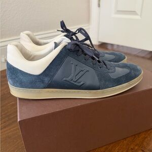 Louis Vuitton Navy and White Suede Sneakers